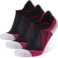 No Show Athletic Socks, HAPYCEO Men's Tennis Seamless Toe Dri-Tech Intensive Pressure Dispersion Athletic Sport Single Tab Running Socks, 3 Pairs, Black&Rosy