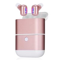 Kitbeez True Wireless Earbuds,TWS Stereo Earphones Noise Cancelling in-Ear Bluetooth Earbuds with Power Bank and Charging Case,Built-in Mic Mini Dual Earbuds for Women Sport Running (Rose Gold)