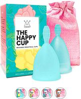 Happy Cup Menstrual Cups Hawwwy Tampon & Pad Alternative Large Heavy Flow Good-Grip Pull Design Eco Friendly Reusable FBA Registered Comfortable Feminine Period Cup Beginner or Experienced (2-Pack)