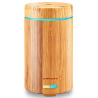 URPOWER OD-A001 Real Bamboo Essential Oil Ultrasonic Aromotherapy Cool Aroma Diffuser with Adjustable Mist Modes, Waterless Auto Shut-Off, 7 Color LED Lights for Home Office