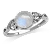 Silvershake 7mm Natural Moonstone 925 Sterling Silver Victorian Style Solitaire Ring Size 7.5