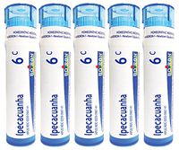Boiron Ipecacuanha 6C, 5 Pack of  80 Pellet Tubes, Homeopathic Medicine for Nausea