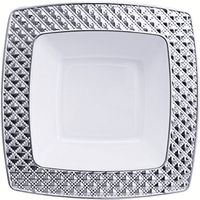 Diamond Collection Elegant China-like Disposable Soup Bowls, Clear and Silver, 10 Count (Pack of 4)