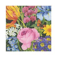 Caspari Redoute Floral Paper Luncheon Napkins in Black, 40 Count