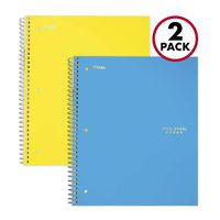Five Star Spiral Notebooks, 3 Subject, Wide Ruled Paper, 150 Sheets, 10-1/2" x 8", Teal, Yellow. 2 Pack (73031)