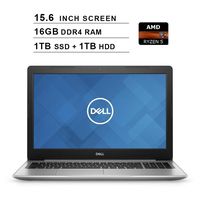 2019 Premium Dell Inspiron 15 5000 15.6 Inch HD Laptop (AMD Ryzen 5 2500U up to 3.6 GHz, 16GB RAM, 1TB SSD(Boot) + 1TB HDD, WiFi, Bluetooth, HDMI, Windows 10 Home, Platinum Silver)