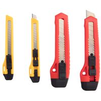 ORIENTOOLS Utility Knife Box Cutter Razor Auto-Lock 4-Pack Set, Retractable Box Cutter Snap Off Blades Knife, for Office, Home, Arts, Crafts, Red and Yellow