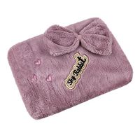 Winter Hot Water Bottle Safe Explosion-Proof Rechargeable Hand Warmer Pocket Portable Electric Heat Pain Relief Warming Bag with Detachable Fleece Cover, Cute Cartoon/Bowknot (Purple)