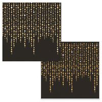 Fancy Black with Gold Beading Holiday Christmas Party Paper Napkins Beverage Size Pk 24