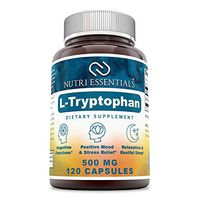 Nutri Essentials L-Tryptophan Dietary Supplement - Natural Sleep Aid Supplements with 500 mg of Free Form L Tryptophan - for Stress Relief, Circulation & Immune Support 120 Capsules