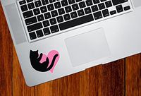 Yadda-Yadda Design Co. Cat Hugging Heart - Contour Cut and Printed and Trackpad | Laptop | MacBook | Computer - Vinyl Decal Sticker YYDC (2.75" w x 2.75" h) (Color Choices) (Pink)