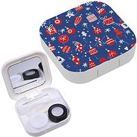 Portable Contact Lens Case Box Travel Kit Mirror + Bottle + Tweezers Container Holder [ Christmas Vintage Cartoon ]