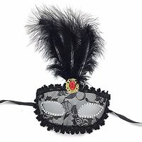 Face mask Shield Veil Guard Screen Domino False Front Feather mask Party Catwalk Makeup Dance Half face lace mask Sexy Transparent Halloween mask Female Black