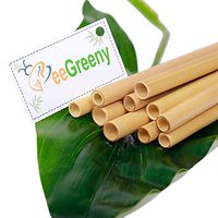 Set of 10 Bamboo Straws by BeeGreeny – 8 Inches Natural Reusable Drinking Straw - With Cleaning Brush & Storage Pouch – Eco-friendly  Replacement for Plastic Ones