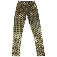 H.Coosy Practical;Cozy Europe and The United States Mermaid Fish Scales Multi-Color Multi-Color Bright Leather Leggings ML-2005 Gold S