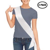 TREORSI Blank Satin Sash, Plain Sash, Party Decorations, Make Your Own Sash (2 Pack, White)