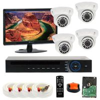 GW Security Inc 4CHV5 Professional 4-Channel 960H and D1 DVR with 4x1/3-Inch SONY CCD Outdoor 560 TVL 3.6mm Lens Security Camera (Black and White)