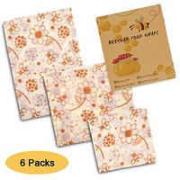 Smilego Beeswax Wrap Reusable Food Wrap Assorted 6 Packs-2S, 2M, 2L - Eco Friendly Natural & Biodegradable Sustainable Beeswax Wrap - Plastic Wrap Alternative for Food Storage