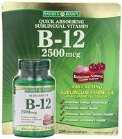 Nature's Bounty Sublingual Vitamin B12 - 2 Bottles, 250 Cherry Micro-Lozenges Each