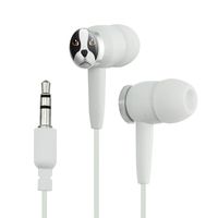 Boston Terrier Face Pet Dog Novelty in-Ear Earbud Headphones - White
