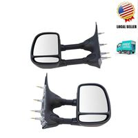Rearview Mirror US Towing Mirror Manual Textured Black Pair for Ford E250 E350 E450 E550 Van New Good Quality Clearances (Black)