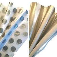 Metallic Silver & White Printed Tissue Paper Bundle for Gift Wrapping, 24 Sheets, Silver Stripe/Silver Polka Dot