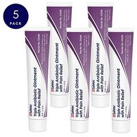Safetec Triple Antibiotic Ointment with Pain Relief 1oz Tubes for Minor Cuts, Scrapes and Burns (Pack of 5 Tubes)