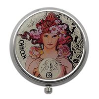 Pill Box with Vintage Zodiac Sign Design | Compact Pill case for Pocket or Purse