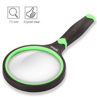 Dicfeos Shatterproof 3.5X Magnifying Glass for Reading and Hobbies, 75mm Non-Scratch Glass Lens, Thickened Rubbery Frame, 4.3oz Lightweight