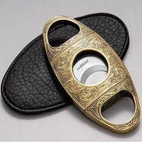 LUBINSKI High Quality Flower Carving Vintage Golden Ripple Style Cigar Cutter