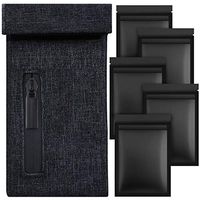 Smell Proof Bags Odor Proof Pouch Dog Tested Bags with 5 Pieces Mylar Ziplock Bags for Travel and Storage (Black)