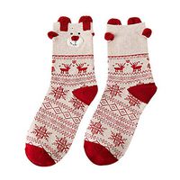 BingYELH 3D Cute Christmas Deer Cotton Middle Socks Womens Winter Crew Socks 1 Pairs