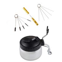EBEST 4 Set Airbrush Spray Gun Wash Cleaning Tools Needle Nozzle Brush Glass Cleaning Pot Holder