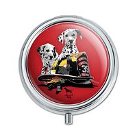 Dalmatian Dogs Firefighter Fire Helmet Pill Case Trinket Gift Box