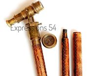 Expressions Enterprises Wooden Walking Stick Leather Stitched Handcrafted Strong Wooden Walking Stick Compass Handle with Hidden Spyglass for Bird Watching Walking Stick Canes with Telescope