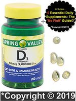 Vitamin D3 2000iu (50 mcg) Softgels Bone & Immune Health from Spring Valley Bundle w/ 'No Fluff' Supplement Guide©