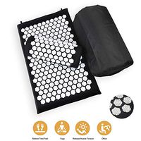 WODT Lotus Thorn Acupuncture Massage mat Acupressure mat Pillow Body Back Massage Pain Relieve Relax Yourself Relaxation Cushion Bag,Black