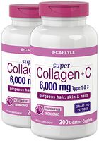 Advanced Collagen Peptides | 400 Caplets | 6000mg, Grass Fed, with Vitamin C Type 1 and 3 | Non-GMO, Gluten Free Supplement | Hair, Skin and Nails Pills by Carlyle
