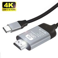 USB C to HDMI Cable (4K@60Hz),6.6Ft/2m Aluminium Braided USB Type C to HDMI Cable(Thunderbolt 3 Compatible) for MacBook 2017/2016, MacBook Air/iPad Pro 2018, Surface Book 2, Samsung S8/S9 (6.6f)