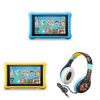 All-New Fire HD 8 Kids Edition Tablet 2-pack - Blue/Yellow, with Wreck It Ralph 2 Kids Headphones