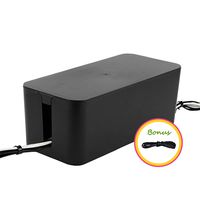ShellKingdom Cable Management Box, Cable Organizer for Cable and Cord Management, Storage and Holder to Cover and Hide & Power Strips & Cords（Black）