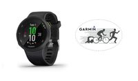 HRM Garmin Forerunner 45 GPS Running Watch Black Bundle with 6x4 Oval Car Magnet (Swim Bike Run)