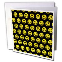 3dRose Photo of Yellow Smiley Face Buttons Pattern Greeting Cards, 6" x 6", Set of 6 (gc_220384_1)