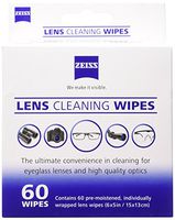 Zeiss Pre-Moistened Lens Cleaning Wipes - Cleans Bacteria, Germs and without Streaks for Eyeglasses and Sunglasses - (60 Count)