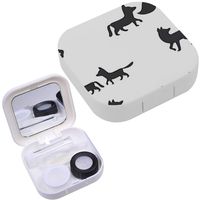 Portable Contact Lens Case Box Travel Kit Mirror + Bottle + Tweezers Container Holder [ Silhouette ]