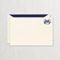 Crane & Co. Box of 15 Engraved Blue Crab Notes with Blue Lined Envelopes