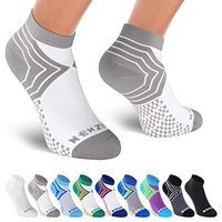 NEWZILL Low Cut Compression Socks - Unisex Running Socks With Embedded Frequency Technology For Heel, Ankle & Arch Support (Medium, White/Grey)