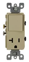 Leviton 5636-I 20 Amp, 120 Volt, Decora Single-Pole, AC Combination Switch, Commercial Grade, Grounding, Ivory