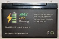 Universal Power Group 6 Volt 12 Ah Toy Car Play Mobile Scooter SLA Battery