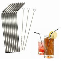 Connoworld Reusable Stainless Steel Drinking Straw With Cleaner Brush Kitchen Kit, Includes 1 Drinking Straw + 1 Cleaning Brush
